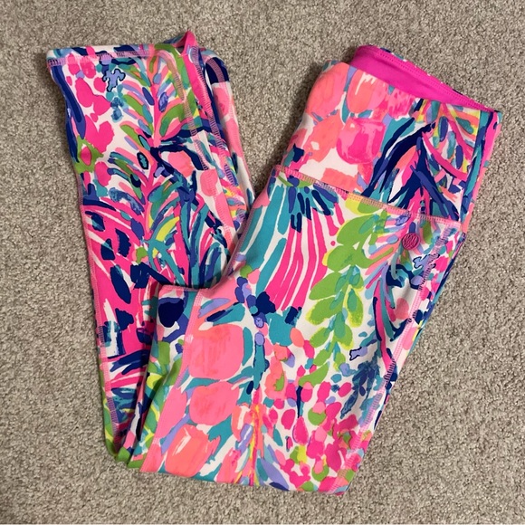🦄 Lilly Pulitzer Gumbo Limbo Luxletic Weekender High Rise Leggings EUC - Picture 2 of 9